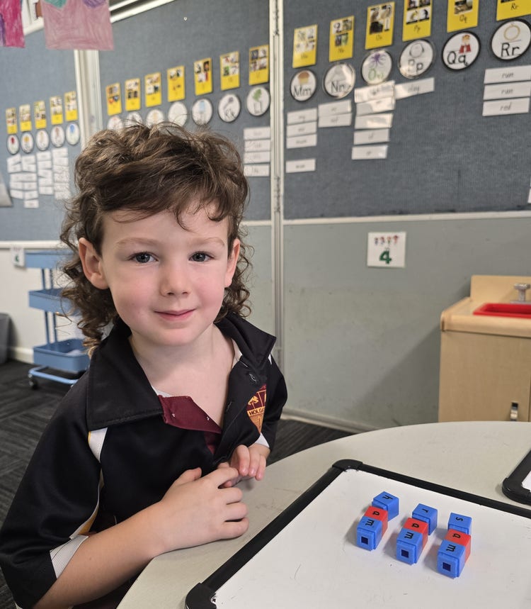 Student at desk with counters