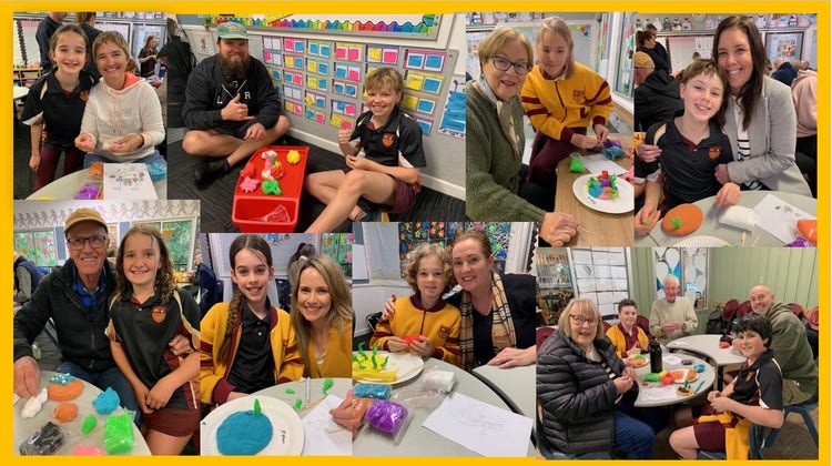 Photos of students and families enjoying Education Week Open Classrooms