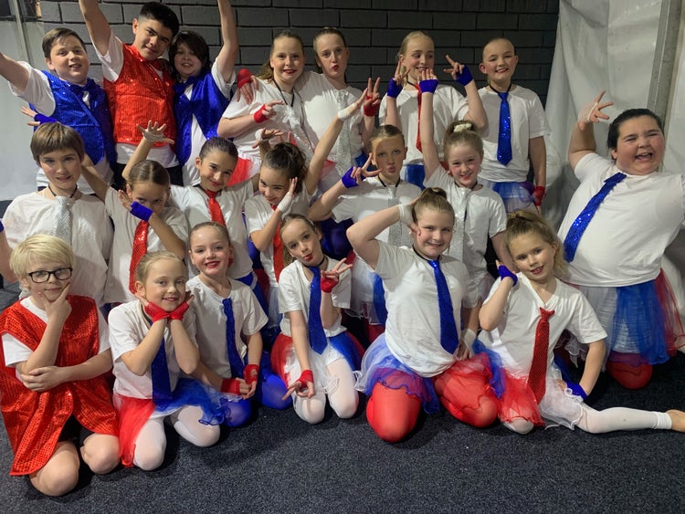Group of dance students in costume