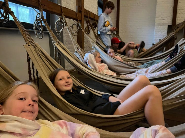 Students in hammocks